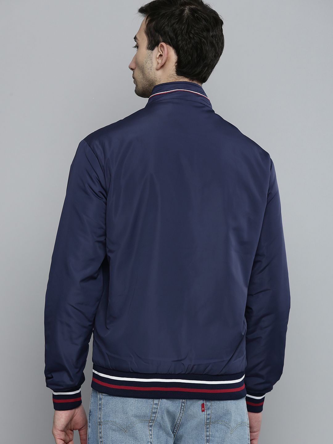 The Indian Garage Co Men Zip-Front Slim Fit Bomber Jacket