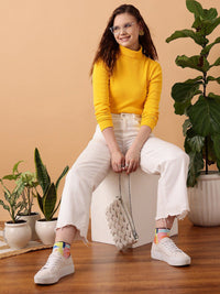 STREET 9 Ribbed Turtle Neck Fitted Top