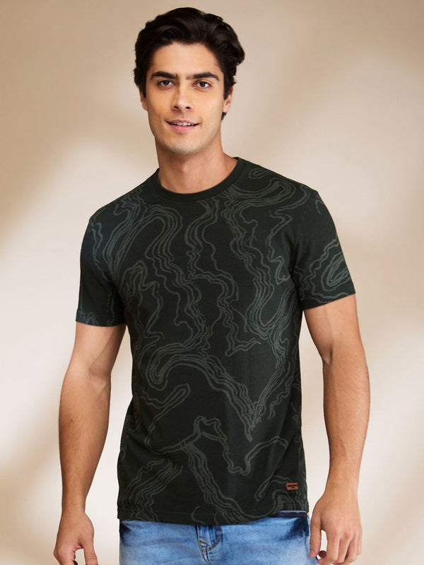 Being Human Printed Round Neck Raw Edge T-shirt