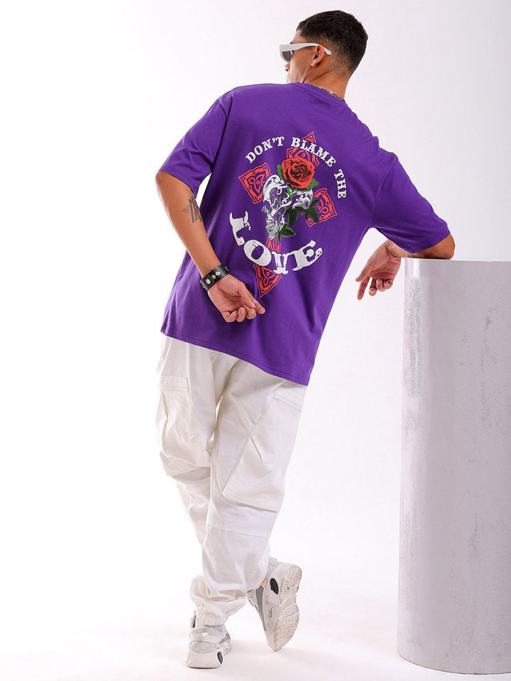 The Indian Garage Co Pure Cotton Back Printed Round Neck Boxy Oversized T-shirt