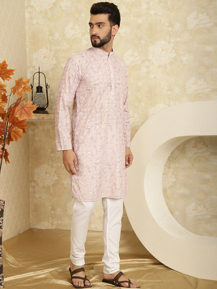 SOJANYA Ethnic Motifs Embroidered Thread Work Pure Cotton Kurta with Churidar
