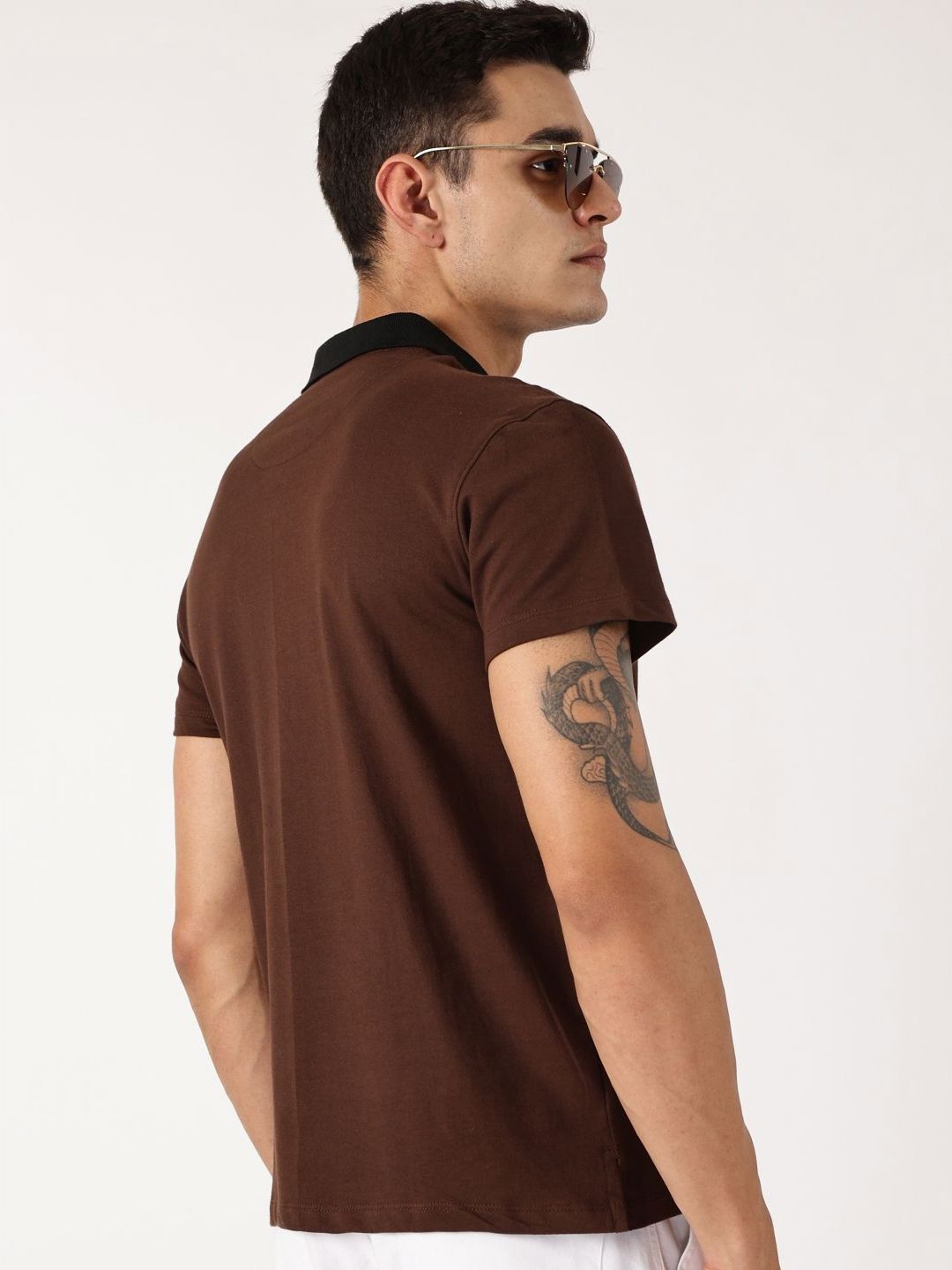Thomas Scott Men Solid Polo Collar Cotton T-shirt