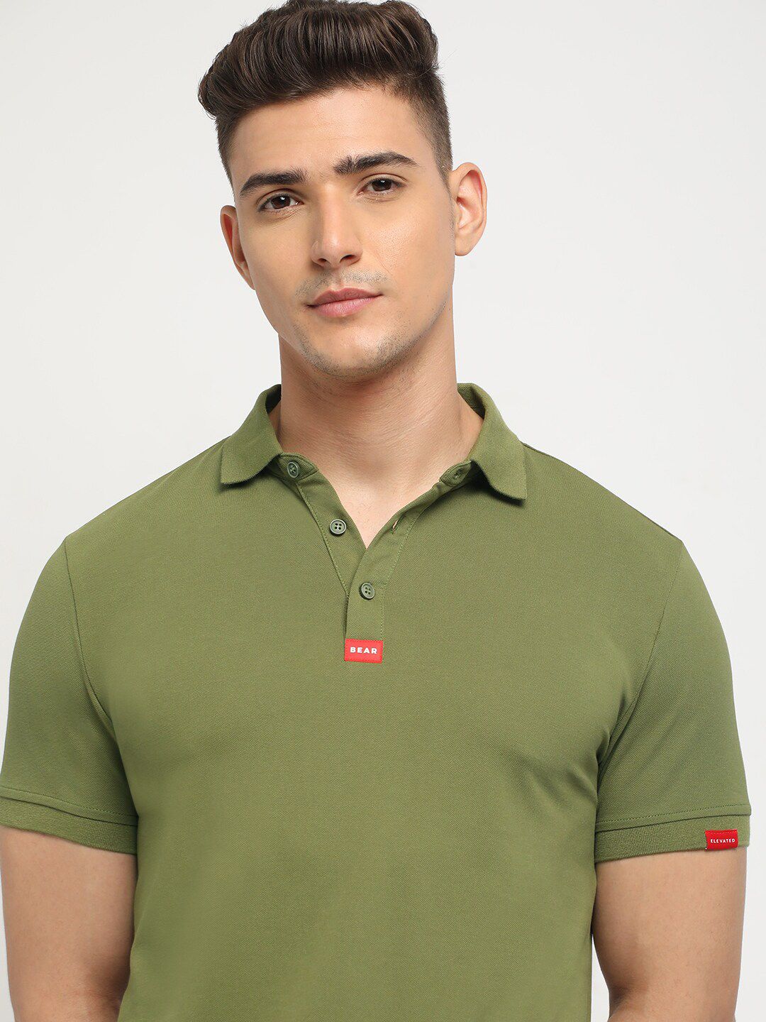 THE BEAR HOUSE Polo Collar Short Sleeves Slim Fit T-shirt