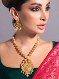 Rubans 24K Gold Plated Ruby & Emerald Stones and Pearl & Golden  Beads Temple Jewelry Set