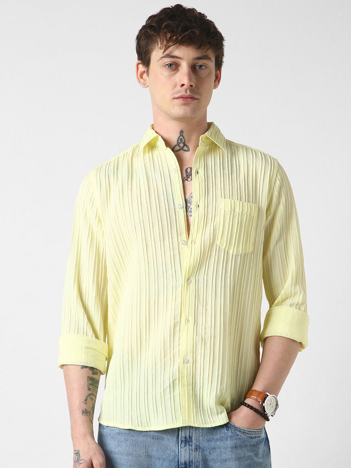 VASTRADO Men Classic Slim Fit Opaque Striped Casual Shirt