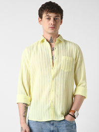 VASTRADO Men Classic Slim Fit Opaque Striped Casual Shirt