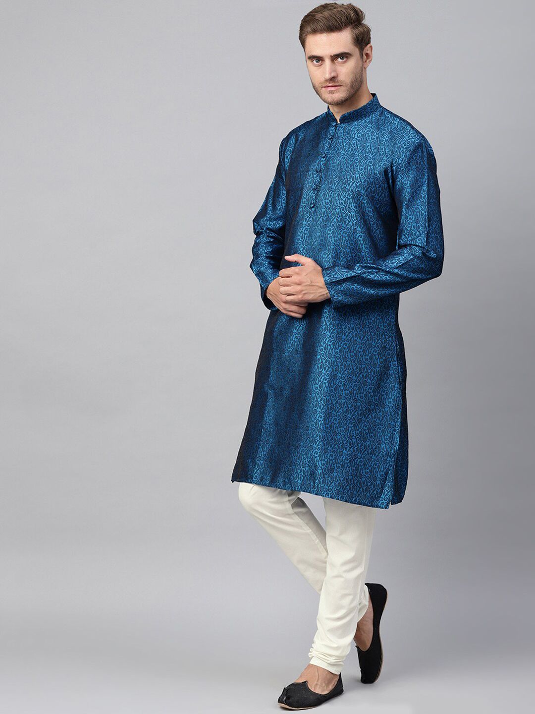 SOJANYA Ethnic Motifs Woven Design Mandarin Collar Kurta