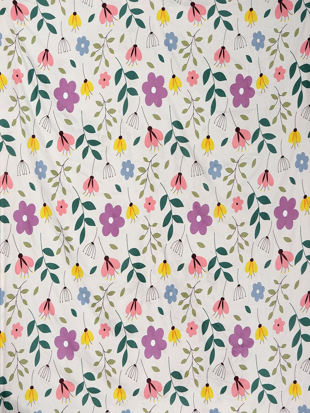 KLOTTHE White & Pink Floral 300 TC Super King Bedsheet with 2 Pillow Covers