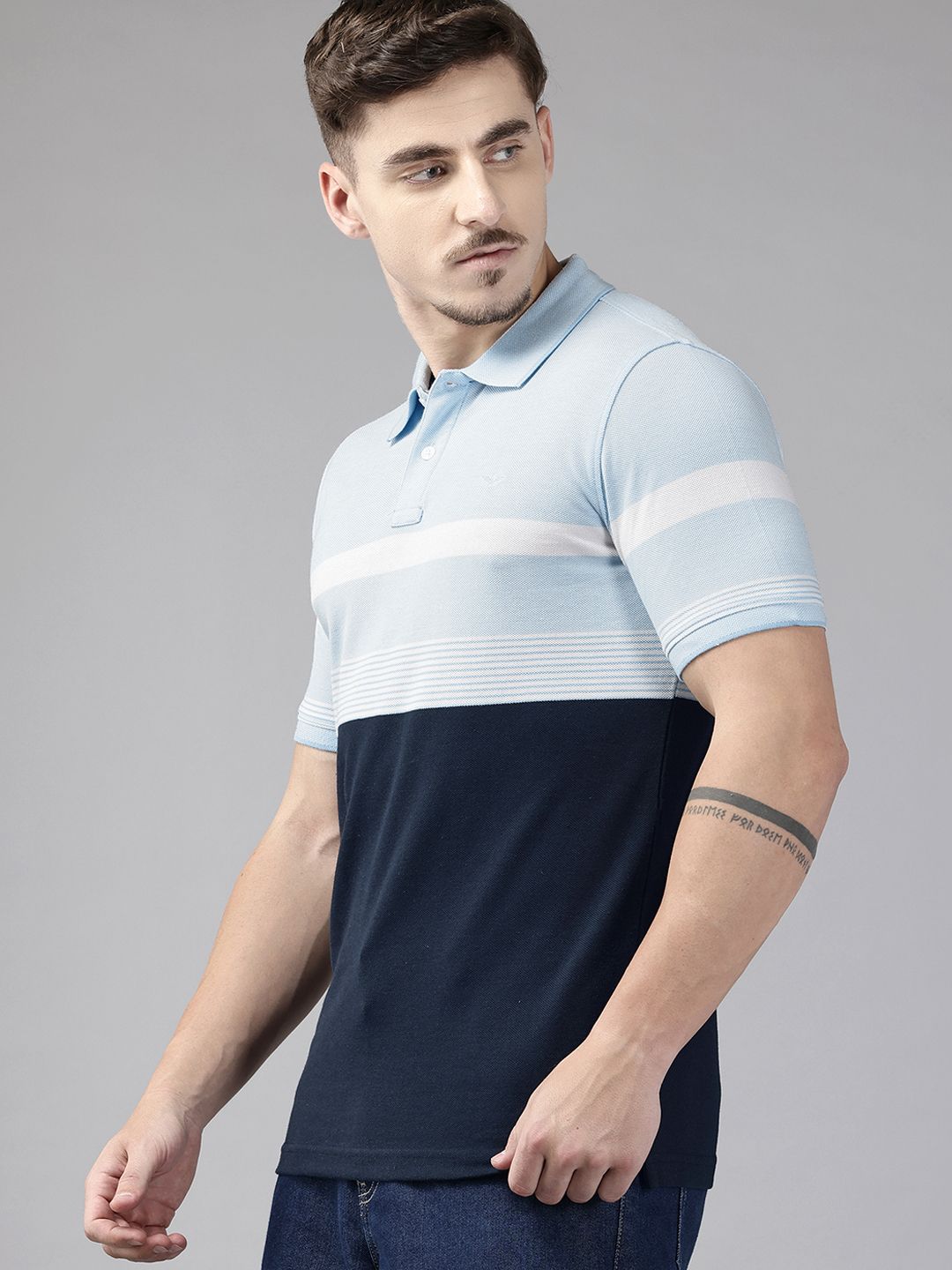 Park Avenue Striped Polo Collar T-shirt