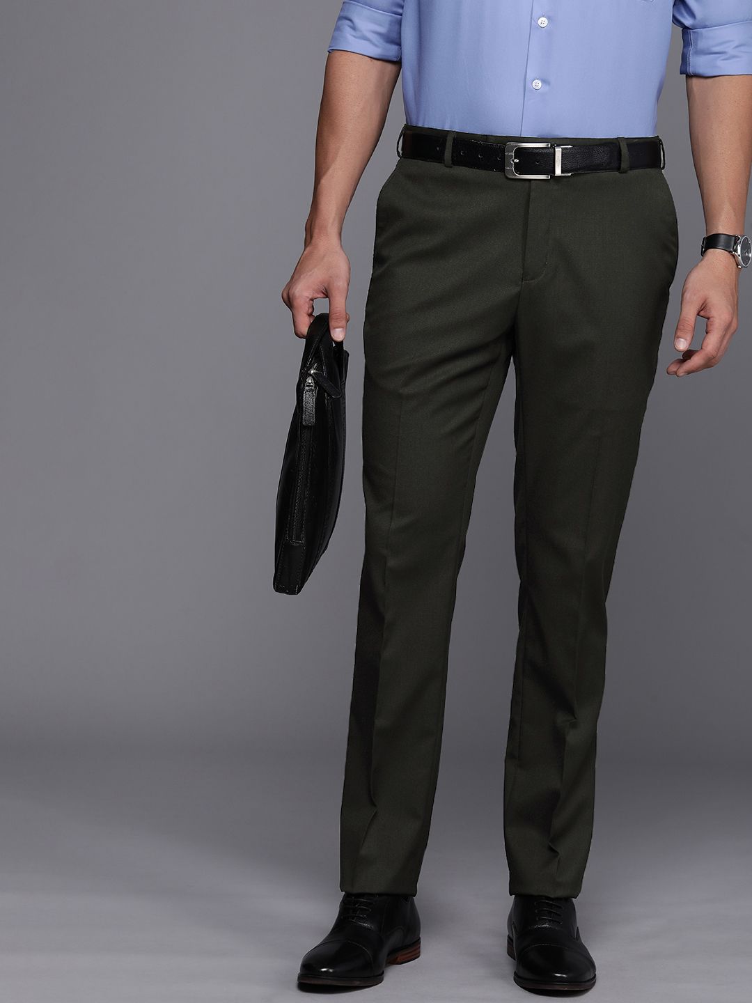 Raymond Men Textured Slim Fit Formal Trousers