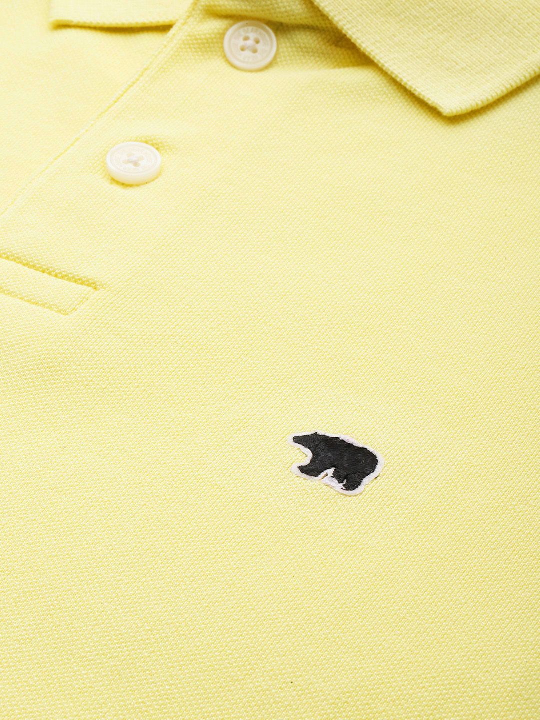 THE BEAR HOUSE Men Yellow Polo Collar Slim Fit Cotton T-shirt