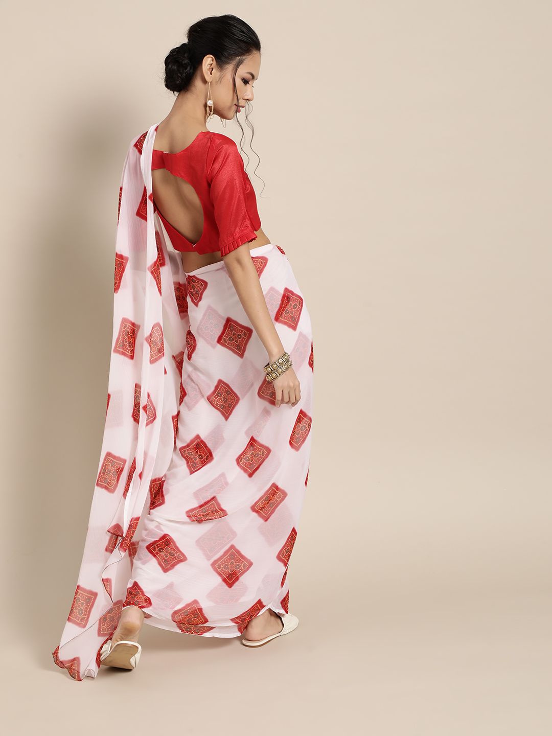 Saree mall Bandhani Poly Chiffon Saree