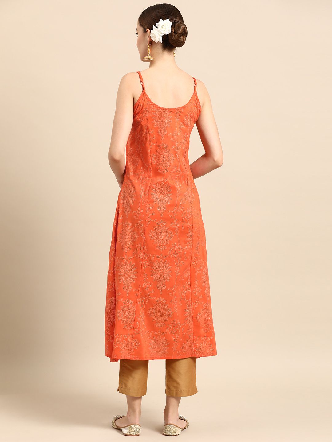 Anouk Ethnic Motifs Printed Shoulder Straps A-Line Kurta