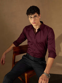 DENNISON Smart Slim Fit Spread Collar Cotton Shirt