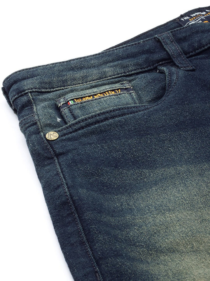 The Indian Garage Co Men Slim Fit Low Distress Light Fade Stretchable Jeans