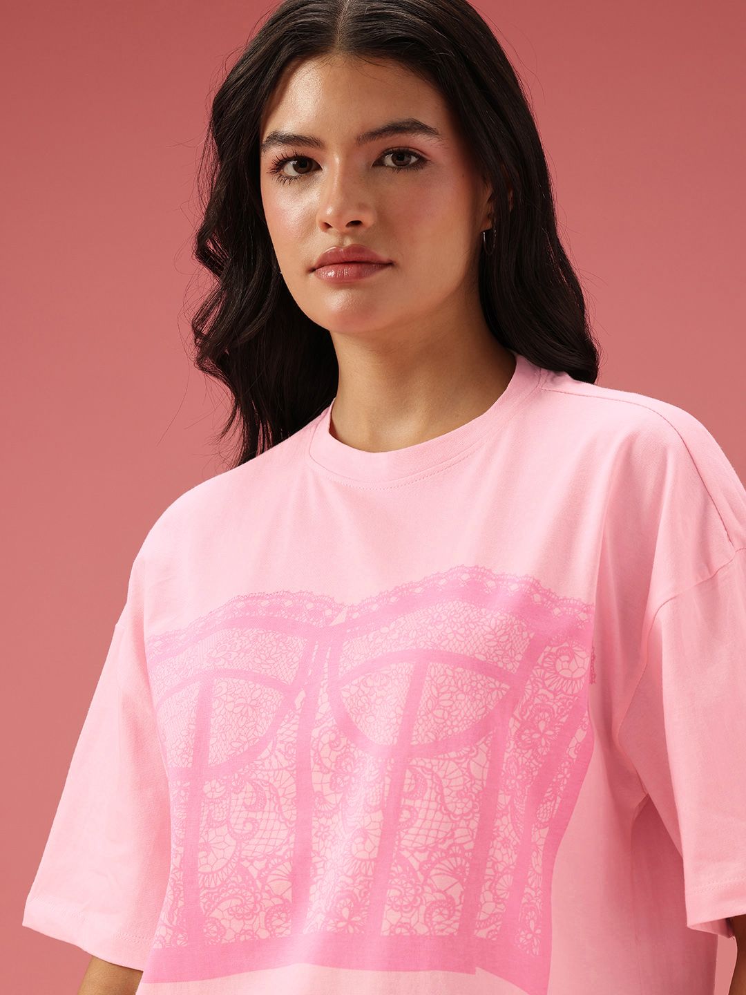 DressBerry Relaxed Fit Graphic Printed Pure Cotton T-shirt