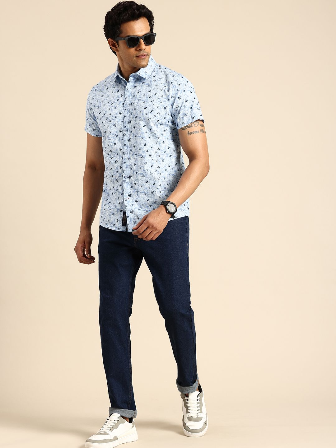 Being Human Slim Fit Abstract Printed Pure Cotton Casual Shirt