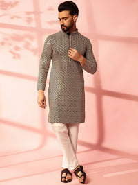 Anouk Men Embroidered Regular Thread Work Pure Cotton Kurta with Pyjamas