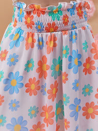 pspeaches Girls Floral Printed Ruched Crop Top With Skirt