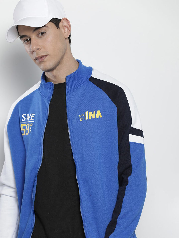 The Indian Garage Co Men Blue & Black Solid Sweatshirt