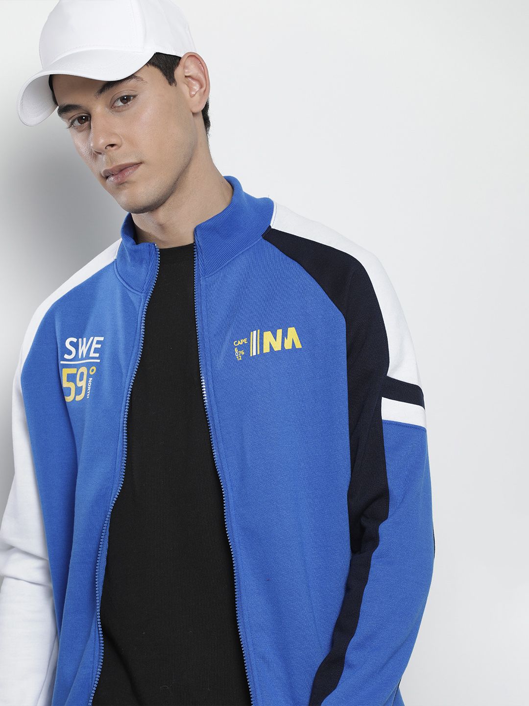 The Indian Garage Co Men Blue & Black Solid Sweatshirt