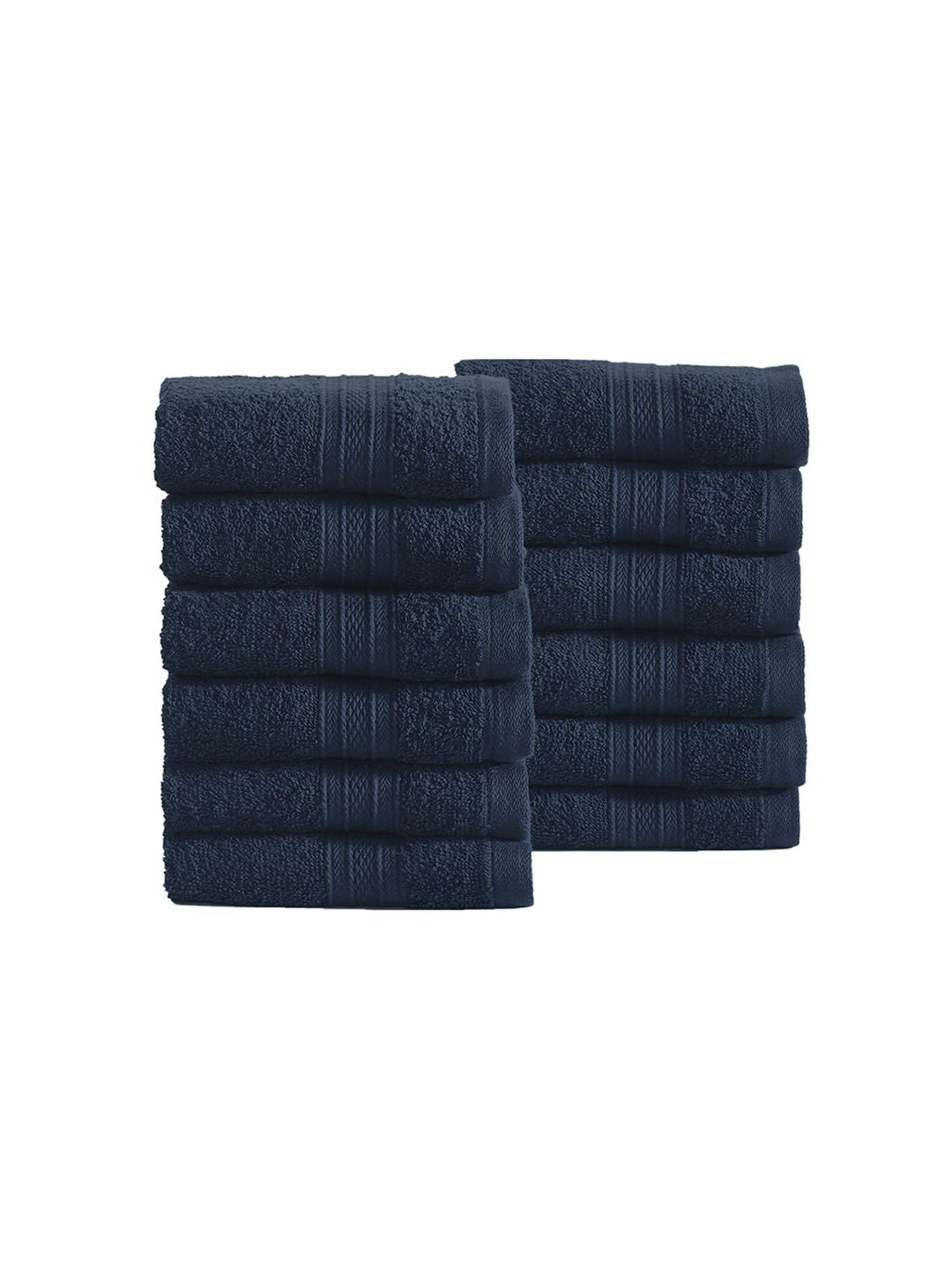 MYTRIDENT Blue Set of 12 Solid Cotton 500 GSM Face Towels