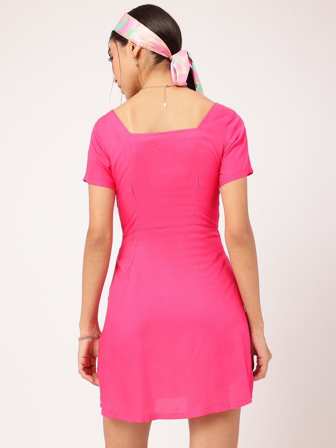 DressBerry Girlboss Glam Lace Inserts Front-Slit Sheath Mini Dress