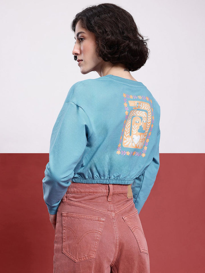 DressBerry Indie Printed Cropped Sweatshirt