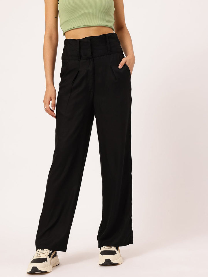 DressBerry Women Bell-Bottom Beauty Wide Waistband Trousers