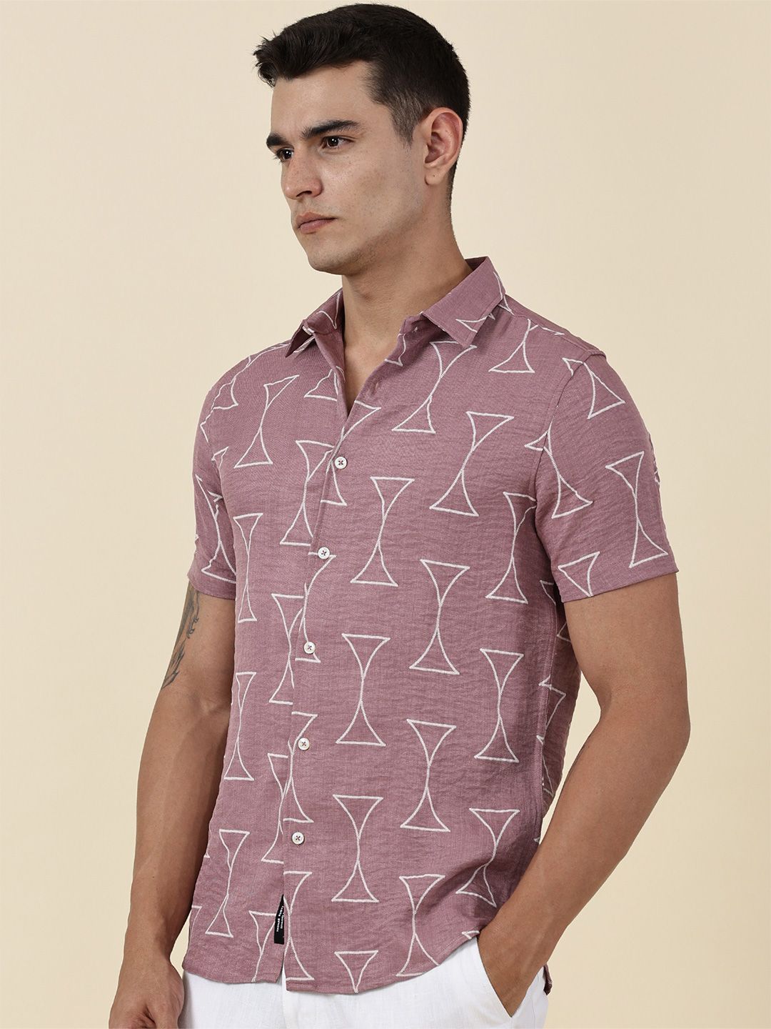 Thomas Scott Men Classic Slim Fit Opaque Printed Casual Shirt