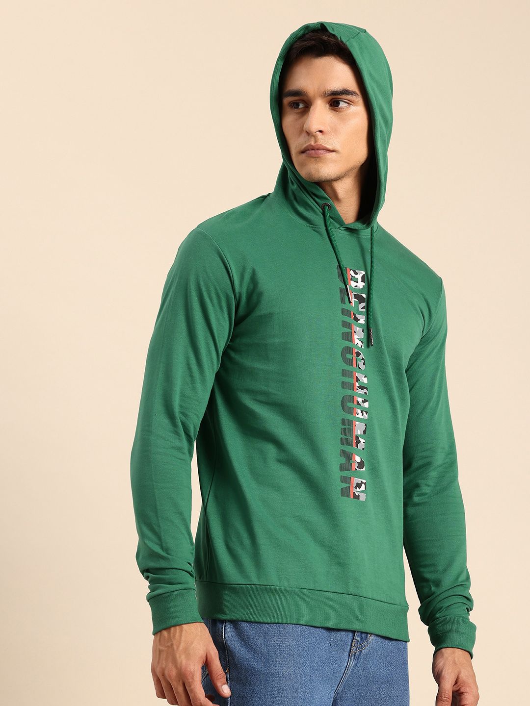 Being Human Brand Logo Printed Pure Cotton Hooded Sweatshirt