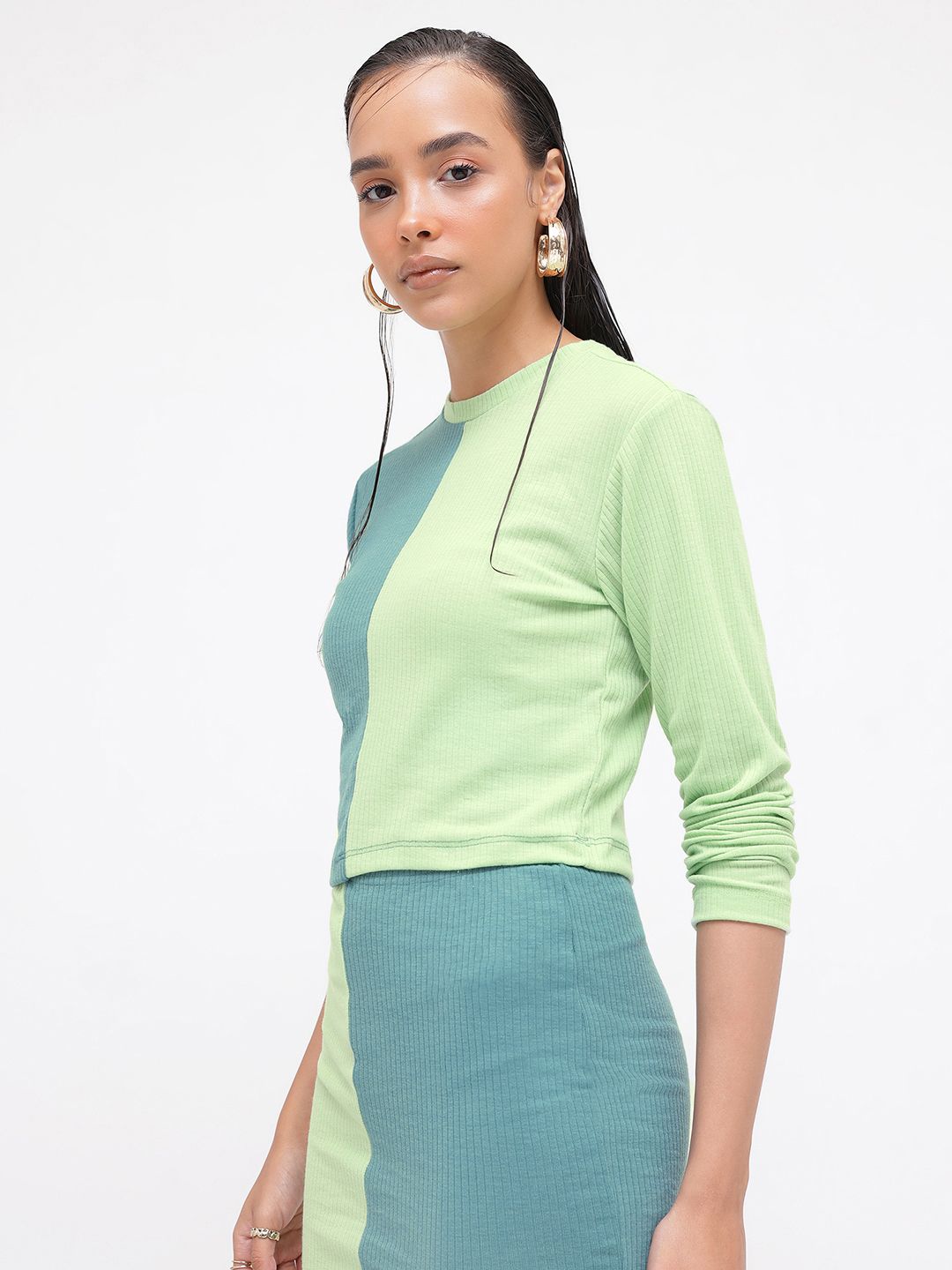DressBerry Minimalist Mix Ribbed Top