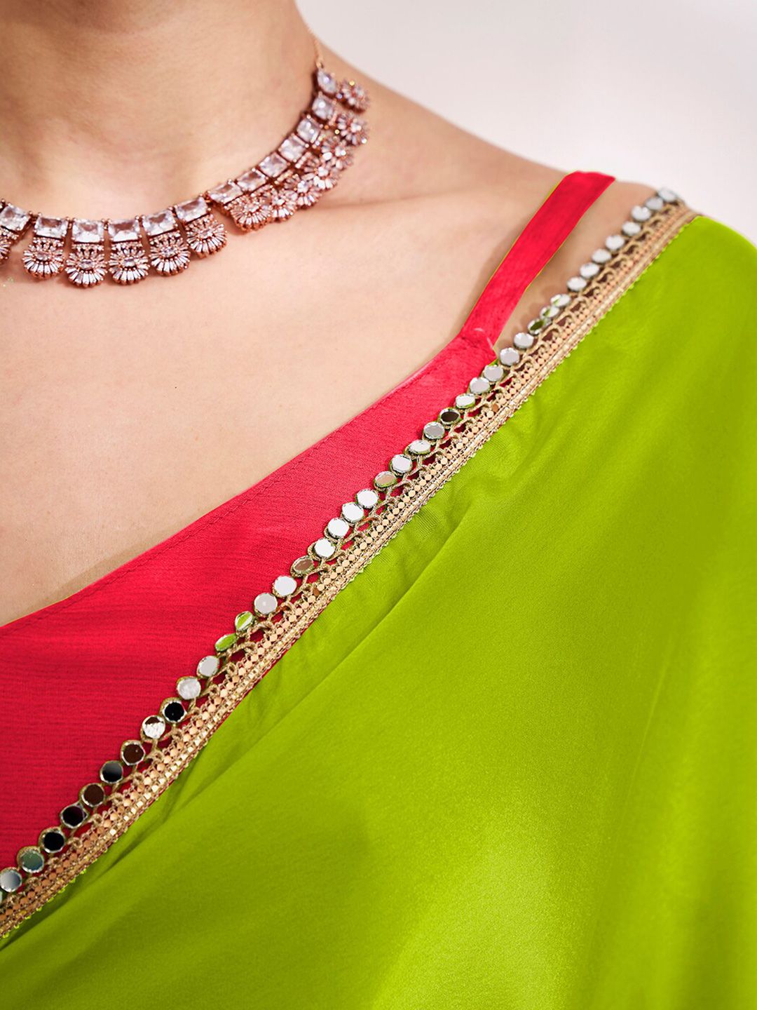 Mitera Colourblocked Mirror Work Pure Georgette Saree