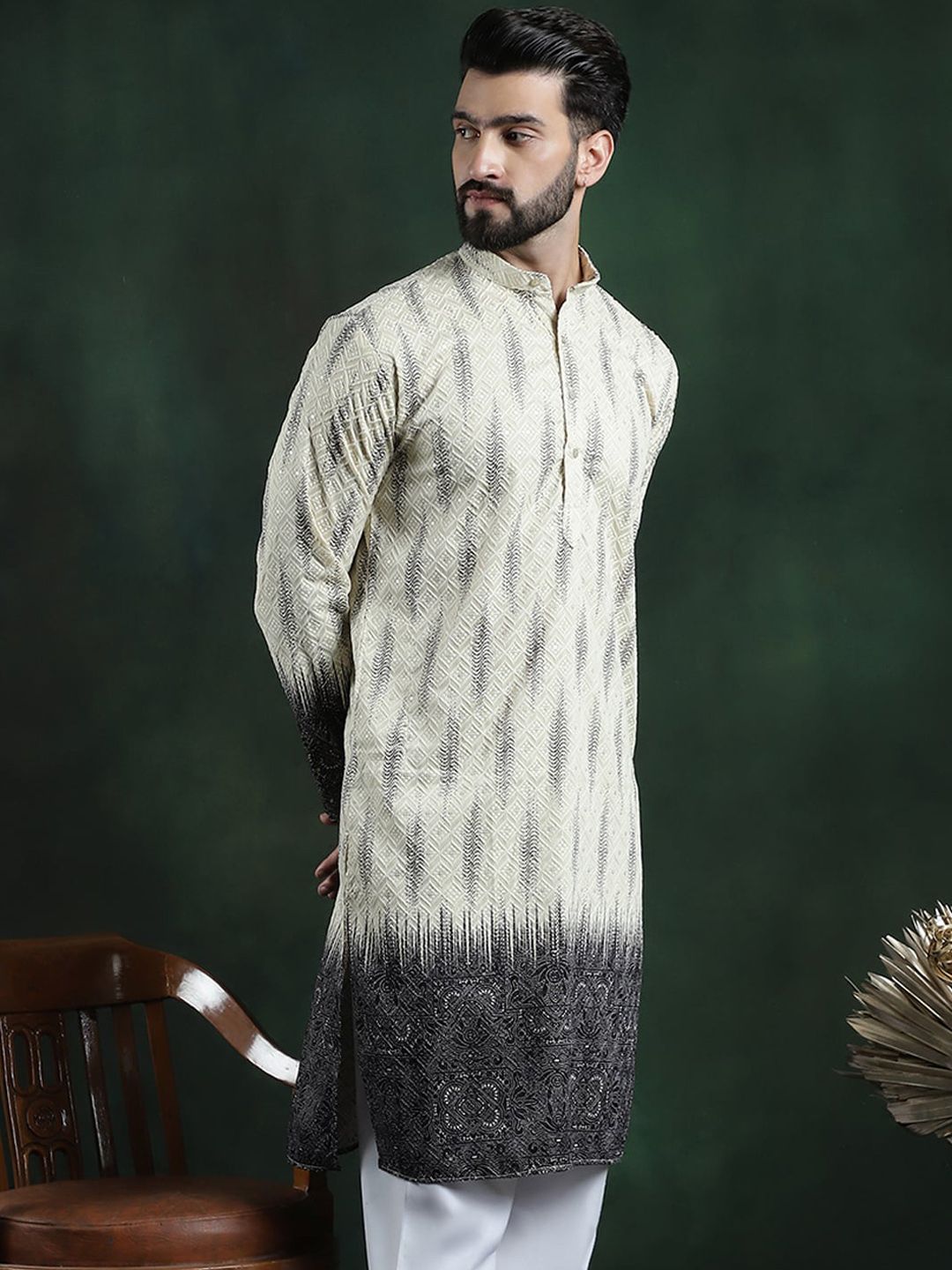 SOJANYA LUXE Sulam Biasa Benang Kerja Cotton Straigth Kurta