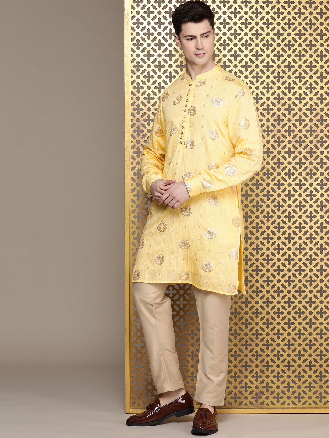House of Pataudi Woven Design Regular Jashn Kurta
