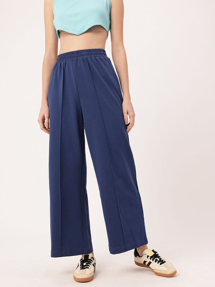 DressBerry Women Inky Minimalist Mood Flared Wide Leg Knit Trousers