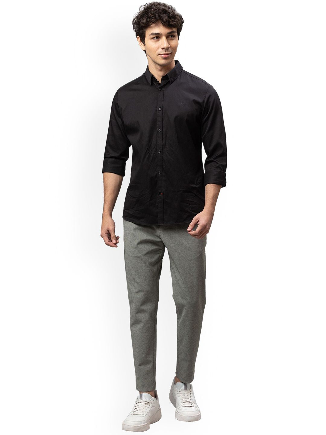 Being Human Men Grey Cropped Regular Trousers