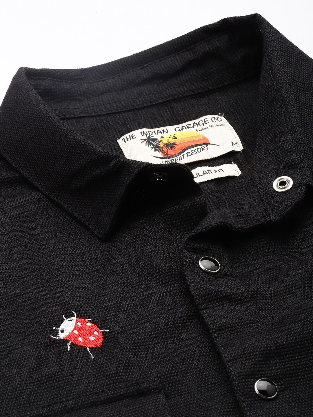 The Indian Garage Co Pure Cotton Floral Embroidered Casual Shirt