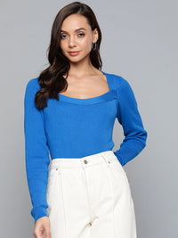 SASSAFRAS Women Blue Solid Pullover