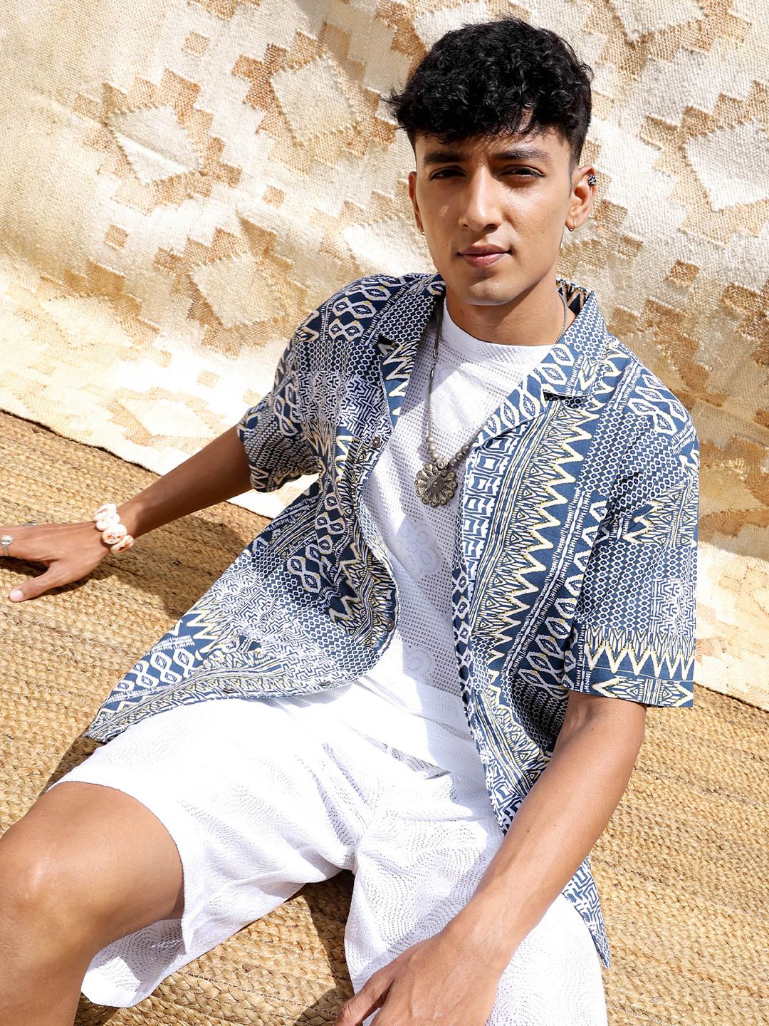 The Indian Garage Co Men Relaxed Fit Indie Printed Resortwear Shirt