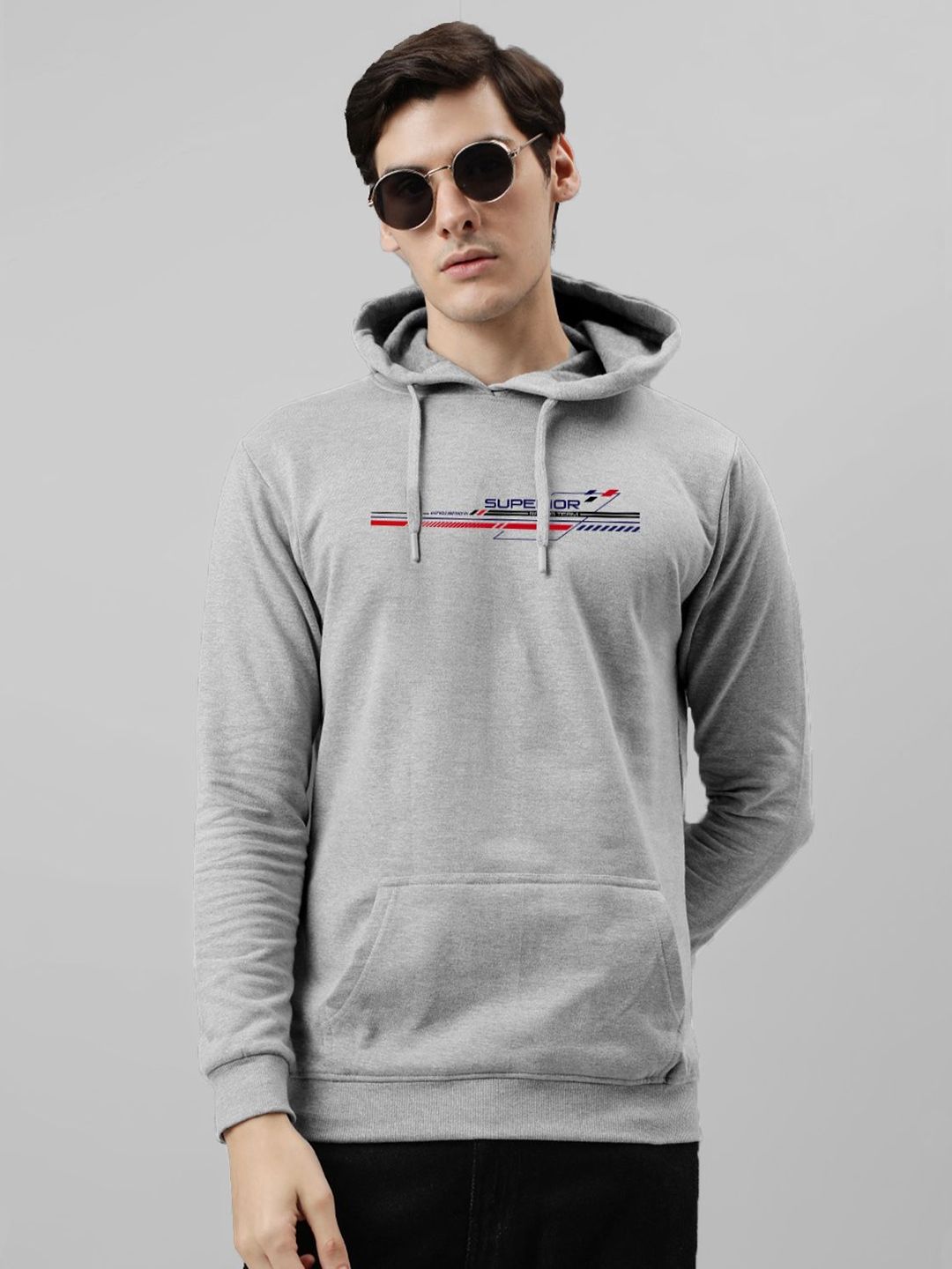 ADRO Men Printed Hooded Sweatshirt