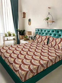Moda Rapido X KLOTTHE Coklat Floral 300 TC Cadar King dengan 2 Sarung Bantal