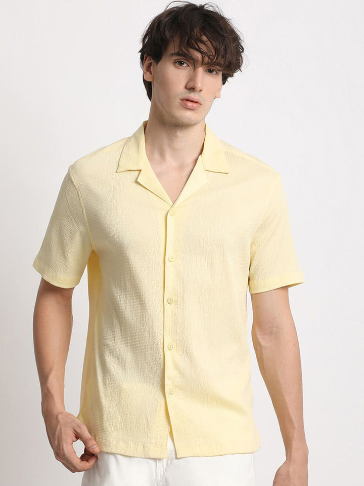 THE BEAR HOUSE Cuban Collar Solid Regular Fit Casual Shirt