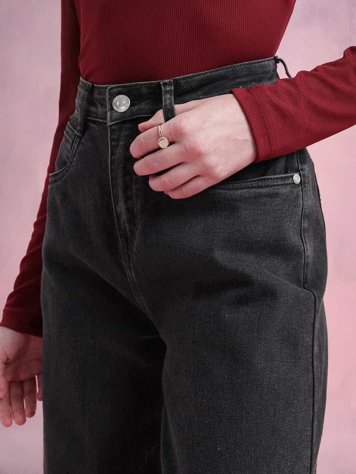DressBerry Women Mid-Rise Wide Leg Stretchable Jeans