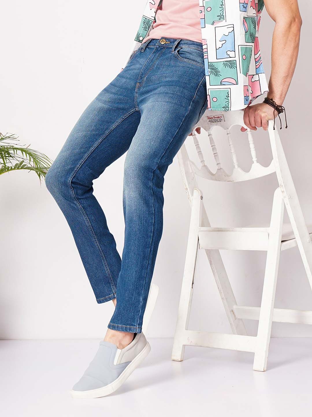 The Indian Garage Co Men Blue Slim Fit Low-Rise Clean Look Stretchable Jeans