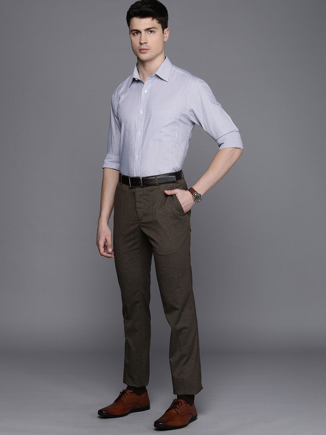 Raymond Men Checked Slim Fit Formal Trousers