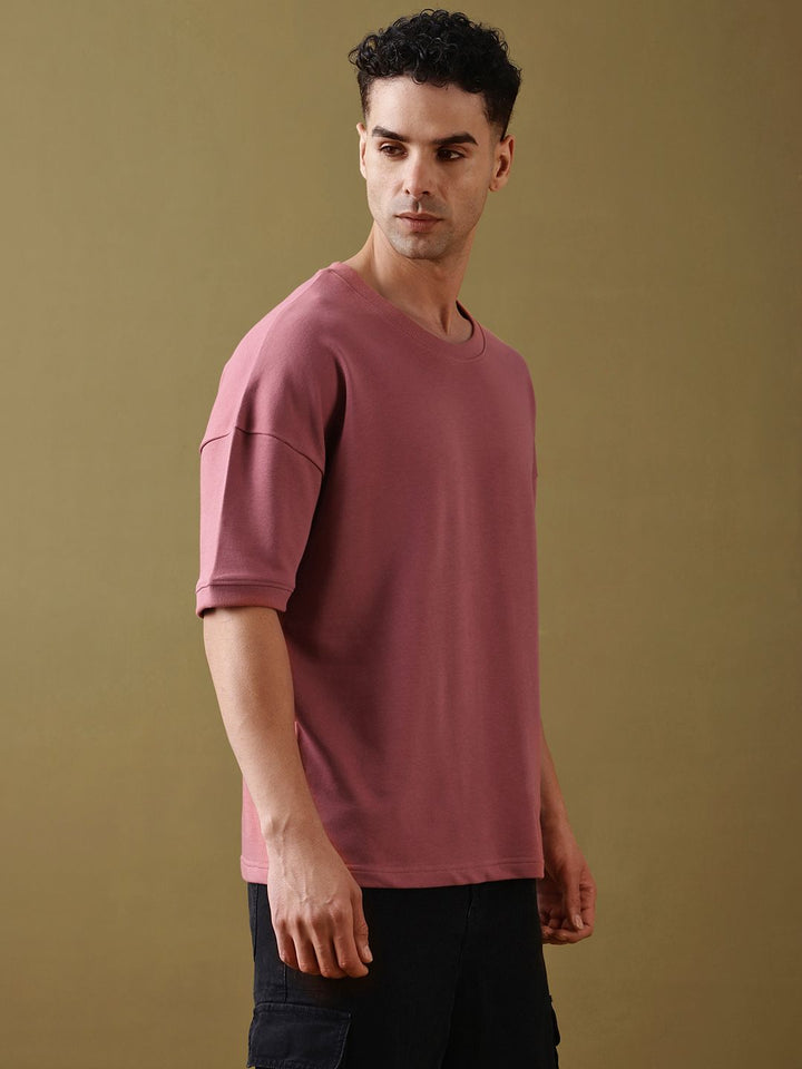 DILLINGER Men Solid Ultra Soft Drapey Cotton Oversized Drop Shoulder T-Shirt