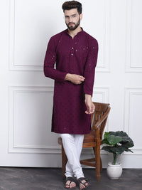 SOJANYA Embellished Mandarin Collar Pure Cotton Kurta