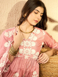 KALINI Women Embroidered Empire Thread Work Kurta with Trousers & With Dupatta