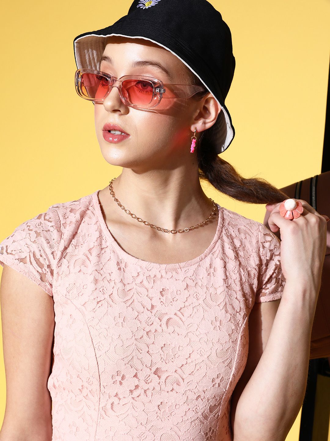 Berrylush Women Pretty Pink Floral Back Details Dress